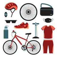 jeu d'icônes de vêtements de vélo vecteur