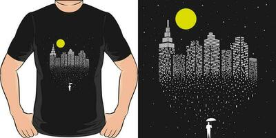 le étoile ville, espace et astronaute T-shirt conception. vecteur