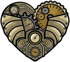 steampunk cœurs. technologie. plat dessin animé style adapté pour atterrissage la toile pages, bannières, dépliants, autocollants, cartes vecteur