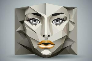 Humain visage dans un abstrait style, cubique portrait dessin pour graphique, affiche, bannière vecteur