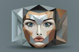 Humain visage dans un abstrait style cubique portrait dessin pour graphique affiche bannière vecteur