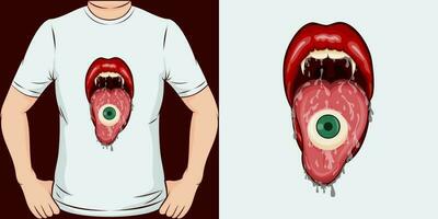 œil balle, crâne et zombi T-shirt conception. vecteur