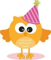 mignonne anniversaire hibou avec chapeau vecteur