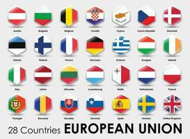 vecteur illustration de hexagone forme drapeaux de le 25 des pays européen syndicat sur gris Contexte