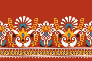 Indien ikat floral paisley broderie sur rouge background.ikat ethnique Oriental modèle traditionnel.aztèque style abstrait vecteur illustration.design pour texture, tissu, vêtements, emballage, décoration, paréo.