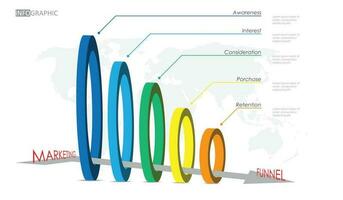 infographie La Flèche cercle modèle pour entreprise. 5 niveau moderne commercialisation entonnoir et Ventes stratégie diagramme présentation vecteur infographie pyramide