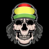 crâne tête portant rasta reggae chapeau de Jamaïque vecteur