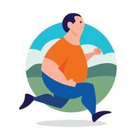 homme potelé jogging pour un mode de vie sain vecteur