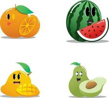 mignonne des fruits personnage vecteur