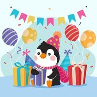 pingouin ayant une fête d'anniversaire vecteur