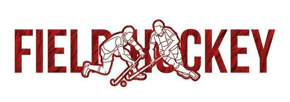 champ le hockey Police de caractère texte conception avec sport joueur dessin animé graphique vecteur