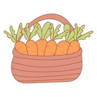 panier carotte datcha maison jardin lièvre lapin Pâques des œufs chasse vacances. vecteur illustration