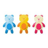 nounours ours jouets bleu Jaune rose beige jouer brillant amusement Jardin d'enfants enfants journée vecteur