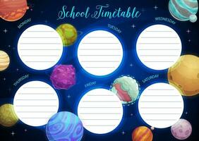 éducation école calendrier avec fantaisie planètes vecteur