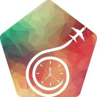 Voyage temps logo dessins concept vecteur, avion et minuteur logo symbole icône modèle vecteur