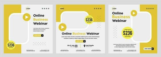 webinaire en direct sur le marketing numérique et publication sur les médias sociaux d'entreprise ou bannière de modèle vecteur