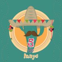 caricature d'un cactus mexicain cinco de mayo vecteur