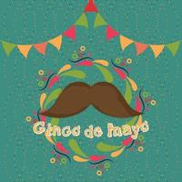moustache dans une étiquette colorée cinco de mayo poster vecteur