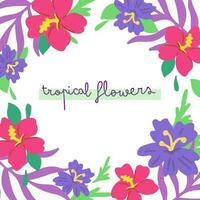 tropical floral Cadre illustration avec texte espace. vecteur illustration pour gravillonnage cartes et invitations