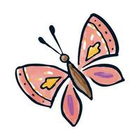 mignonne dessiné à la main aquarelle illustration de coloré papillon. vecteur