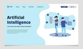 artificiel intelligence virtuel assistant atterrissage page modèle vecteur
