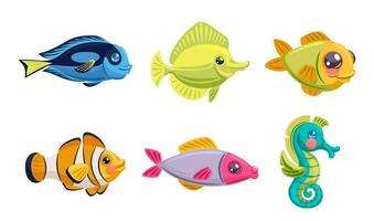 mer animaux, tropical exotique poisson dans coloré vecteur
