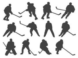 la glace le hockey joueurs et gardien de but vecteur silhouettes