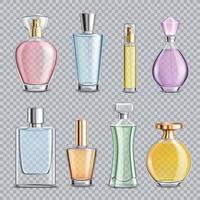 illustration vectorielle de bouteilles en verre de parfum fond transparent vecteur