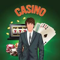 illustration vectorielle de joueur de casino composition réaliste vecteur