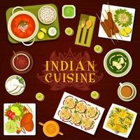 Indien nourriture restaurant repas menu couverture vecteur