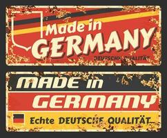fabriqué dans Allemagne rouillé métal panneaux avec allemand drapeau vecteur