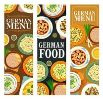 allemand nourriture bannières, Allemagne cuisine vaisselle menu vecteur