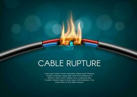 câble rupture casser, électrique Puissance câble des étincelles vecteur