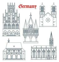 Allemagne point de repère bâtiments et cathédrales Icônes vecteur