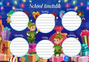 enfant école calendrier modèle avec Noël elfe vecteur
