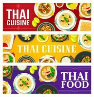 thaïlandais nourriture Thaïlande cuisine repas vecteur bannière ensemble