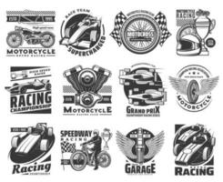 moto et voiture courses, grandiose prix monte Icônes vecteur