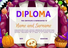 des gamins diplôme Halloween vecteur bonbons et citrouille