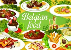 Belge cuisine nourriture menu, restaurant repas vaisselle vecteur