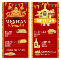 mexicain restaurant menu modèle, nourriture et boisson vecteur