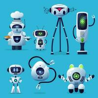 dessin animé des robots vecteur Icônes mignonne cyborg personnages