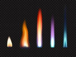 Feu flammes de gaz et zinc, potassium, strontium vecteur