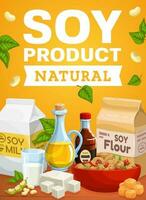 Naturel soja nourriture des produits vecteur affiche