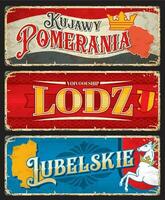 Lodz, lubelsky, Kujawy poméranie polonais assiettes vecteur