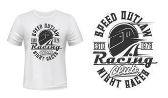 voiture ou moto courses casque T-shirt impression vecteur