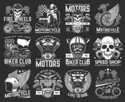 moto les courses, motard club crâne emblèmes, sport vecteur