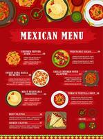 mexicain cuisine vecteur menu modèle, Mexique repas