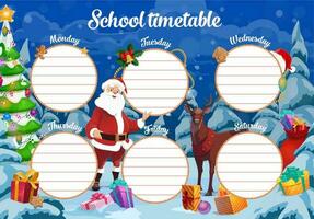 Noël école calendrier avec Père Noël et renne vecteur