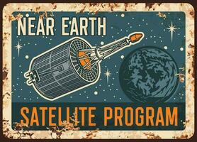 près Terre Satellite programme vecteur rouillé assiette