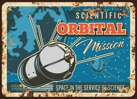 Satellite orbital scientifique mission rouillé assiette vecteur